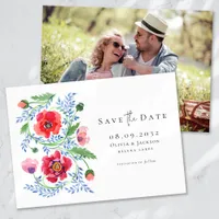 Watercolor Poppy Wildflowers Script Wedding Save The Date