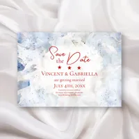 Blue Tinted Carnation Flowers Watercolor Wedding Save The Date
