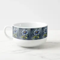 Blue flower watercolour pattern soup mug