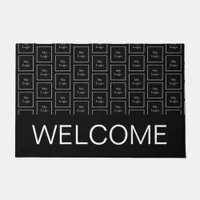 Welcome company logo business pattern black white doormat