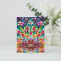 Colorful Abstract Stained Glass Postcard