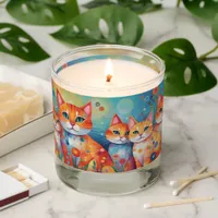 Cute colorful fantasy painting cat family scented candle