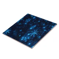 Deep Blue & Bright Snowflakes Ceramic Tile