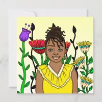 Pretty Girl of Color with Floral Background