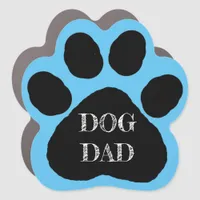 Dog Dad Blue Paw Print Car Magnet