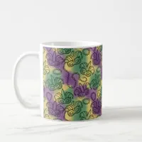 Mardi Gras Masks and Beads Doodle Art Style Coffee Mug