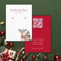Christmas White Red Earring QR Code Display Business Card