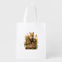Cottagecore Aesthetic With Book Cute Goblincore Cr Grocery Bag