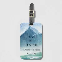 Rustic Watercolor Mountains Save The Date Luggage Tag