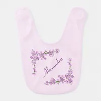 Pretty Pink Cherry Blossoms Baby Bib