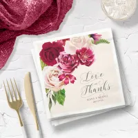 Roses Burgundy/Cream Love and Thanks ID584 Napkins