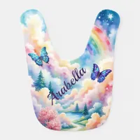 Magical Butterflies and Rainbow Colors Baby Bib