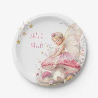 Pink & Gold Fairy Cottage Core Girl's Baby Shower  Paper Plates