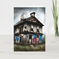 Abandoned Old House Spray Paint Graffiti Card