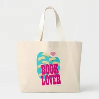 Book Lover Fun Reading Bold Art Logo Large Tote Bag