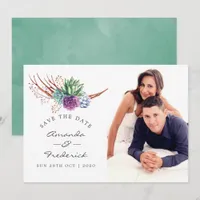 Watercolor Desert Succulents Wedding Save the Date Invitation