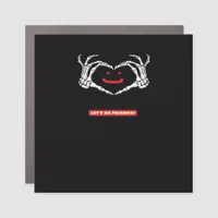 Let's Friends! Classic Skeleton Hands Heart Car Magnet