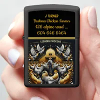 Leghorn Chicken Farmers Tending Their Lively Flock Zippo Lighter