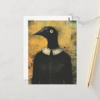 Black Bird in a Black Dress Fantasy Postcard