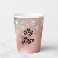 Rose gold silver business logo paper cups