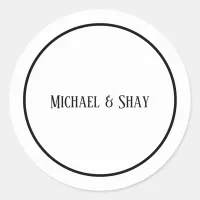 Classic Black & White Wedding Round Sticker