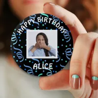 Happy Birthday Photo Confetti  Button