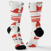 Customizable White Christmas Cats Socks