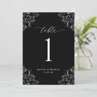 Elegant Black & White Wedding Table Numbers