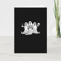 Spooky Coffee Sipping Pumpkin Holding Card