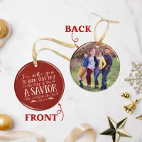 Christian Christmas Verse Typography Holiday Photo Ceramic Ornament