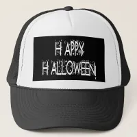 Nighttime Happy Halloween Text Trucker Hat