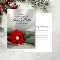 Poinsettia Pearls Winter Share a Memory Funeral  Note Card