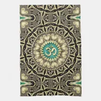 Love Tribal Black Gold OM Mandala Home Decor Kitchen Towel