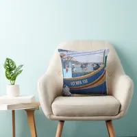 Marsaxlokk Fishing Boats Malta Throw Pillow