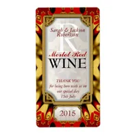 Batik Red Gold Eastern Custom Wine Bottle Labels