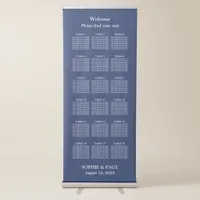 Elegant Navy Blue 18 Table Wedding Seating Chart Retractable Banner