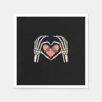 Skeleton Hand Heart Skateboard Valentines Day Funn Napkins