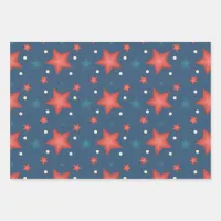 Red White and Blue Patriotic Theme Wrapping Paper Sheets