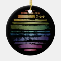 Equality Love Rainbow Brush Strokes LGBTQ ID656 Ceramic Ornament