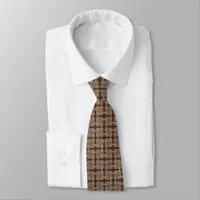 Tie (dbl side) - Interwoven Squares in Brown