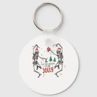 Tis The Season To Jolly Funny Christmas Skeleton D Keychain
