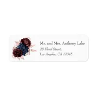 Navy, Maroon and Rose Gold Floral Wedding Label