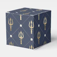 Vintage Nautical Navy Blue and Gold Trident Favor Boxes