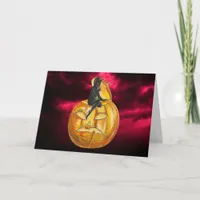 Vintage Black Devil on Jack o' Lantern Card