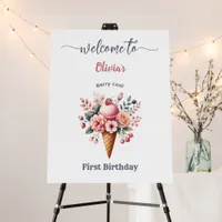 Berry Cool Floral Ice Cream Birthday Party Foam Board