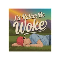 Sleeping Person Rather Be Woke Mountain Rainbow Wood Wall Art