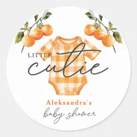 Summer Oranges Cute Bodysuit Baby Shower Classic Round Sticker