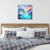 Surreal White Dragon and Gold Fish Canvas Print