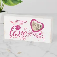 Pet Memorial Souvenir White Pink Heart Cat Dog Paw Wooden Box Sign