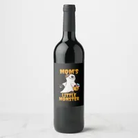 Moms Little Boo Monster Funny Graphic Wine Label